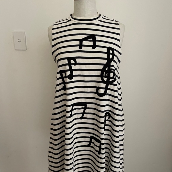 Gorman + Monika Forsberg Music Note Black & White Stripe Dress size 10 - Picture 2 of 9